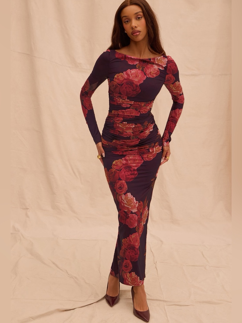 House of CB | Lanetta Long Sleeve Ruched Dress